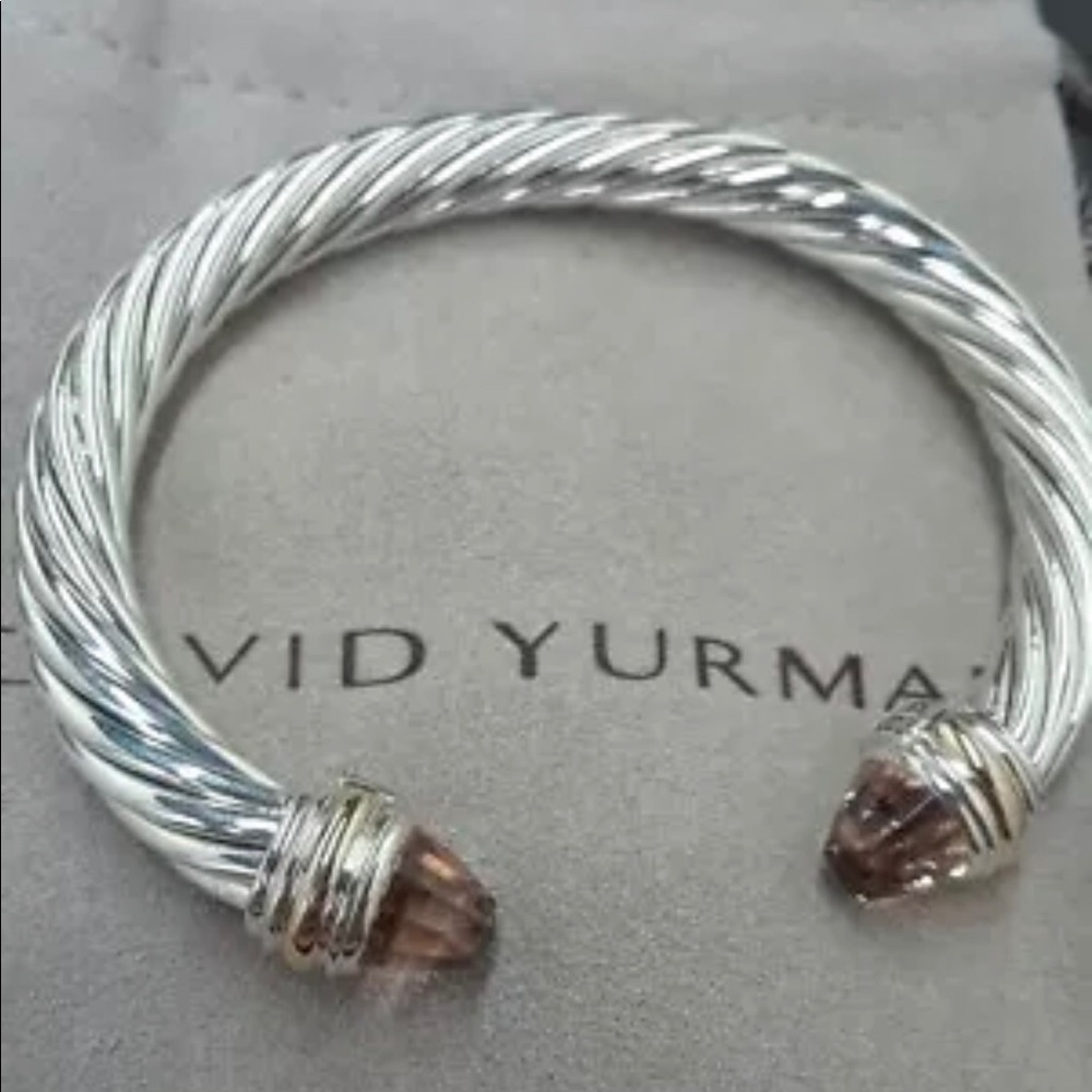 David Yurman Silver Morganite and 14k Gold 7mm